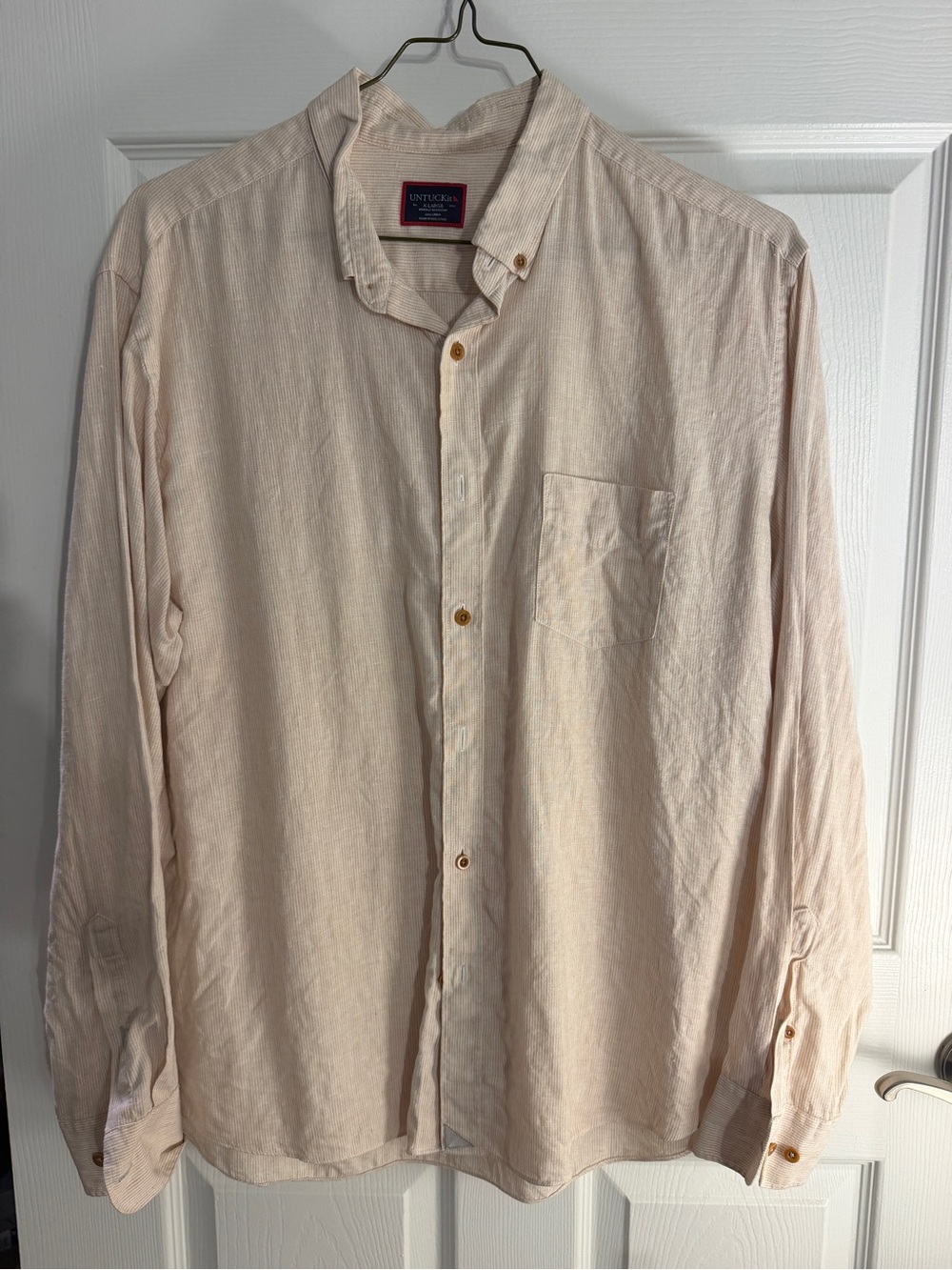 Untuckit Men's Linen Long-Sleeve Button-Down Shirt in Light Cream